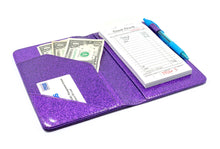 Load image into Gallery viewer, Potion Purple Server Book with Sparkle Glitter Order Pad Holder Check Presenter