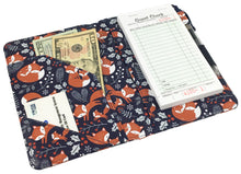 Load image into Gallery viewer, SERVER BOOK™ Patterns 8" x 5" Server Organizer - Navy Winter Foxes