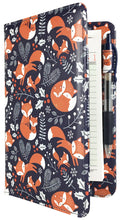 Load image into Gallery viewer, SERVER BOOK™ Patterns 8" x 5" Server Organizer - Navy Winter Foxes