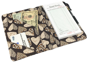 SERVER BOOK™ Patterns 8" x 5" Server Organizer - Animal Print Hearts