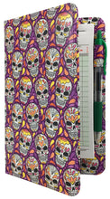 Load image into Gallery viewer, Cute Purple Sugar Skulls Server Book from ServerBooks.com, perfect for Cinco de Mayo or Halloween