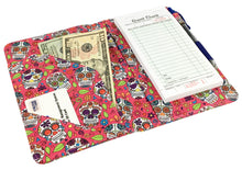 Load image into Gallery viewer, SERVER BOOK™ Patterns 8&quot; x 5&quot; Server Organizer - Pink Sugar Skulls