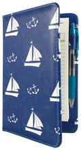 Load image into Gallery viewer, [SALE] SERVER BOOK™ Patterns 8&quot; x 5&quot; Server Organizer - Nautical Navy Sailboats