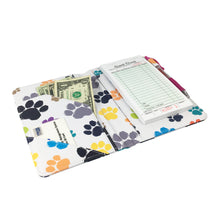 Load image into Gallery viewer, SERVER BOOK™ Patterns 8&quot; x 5&quot; Server Organizer - Colorful Paw Prints