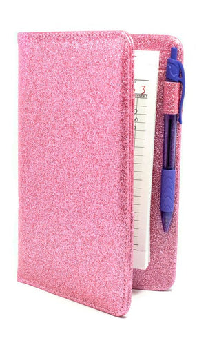 Pink Sparkle Server Book Cute Glitter Waitress Organizer