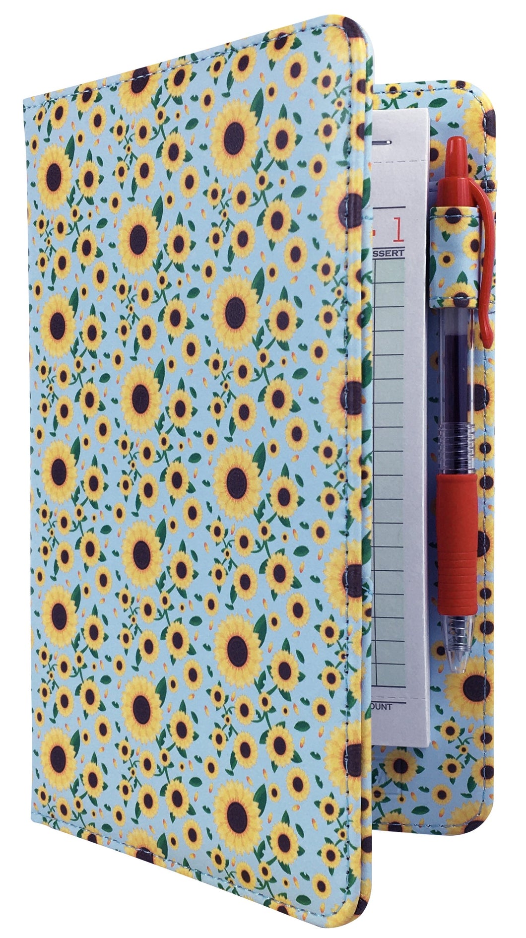 Sunflower fields pattern server book on a light blue background featuring sunflowers flowers from ServerBooks.com