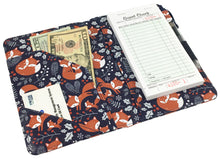 Load image into Gallery viewer, SERVER BOOK™ Patterns 8&quot; x 5&quot; Server Organizer - Navy Winter Foxes