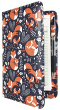 Load image into Gallery viewer, SERVER BOOK™ Patterns 8&quot; x 5&quot; Server Organizer - Navy Winter Foxes